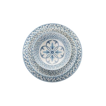 24-piece blue porcelain dinnerware set