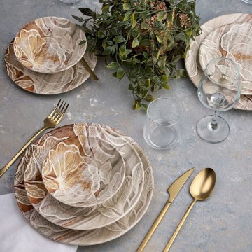 24-Piece Brown Ceramic Dinnerware Set