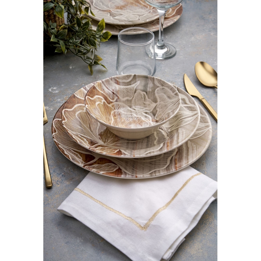 24-Piece Brown Ceramic Dinnerware Set