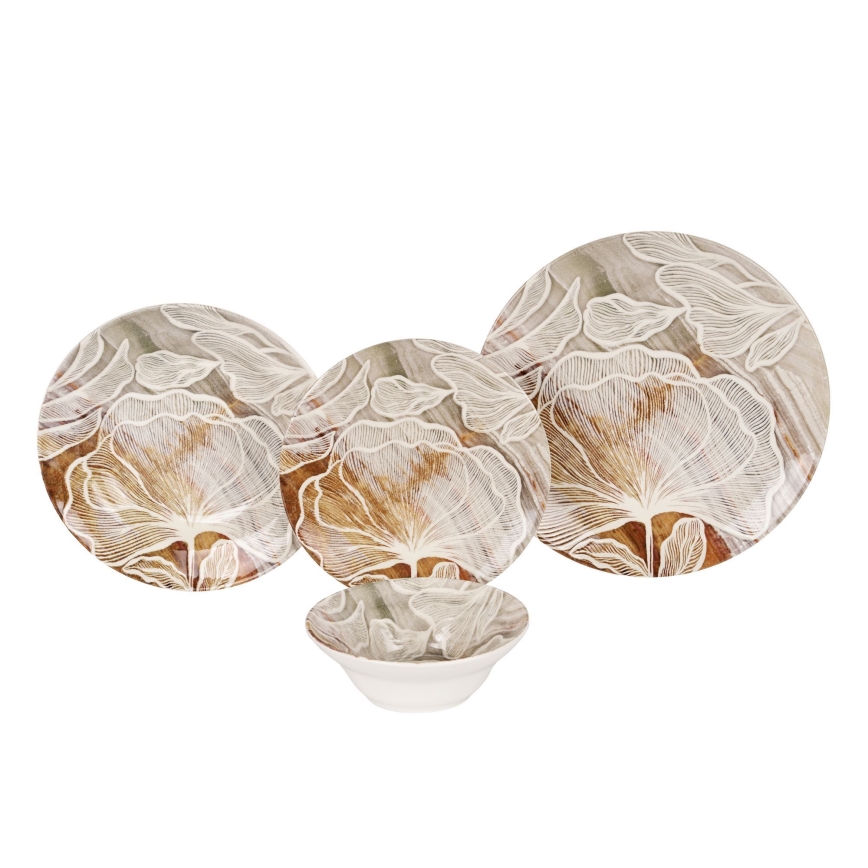 24-Piece Brown Ceramic Dinnerware Set