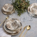 24-piece brown/ceramic dinnerware set