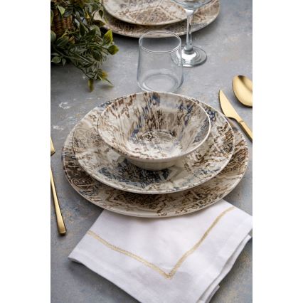 24-piece brown/ceramic dinnerware set