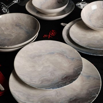 24-piece brown porcelain dinner set