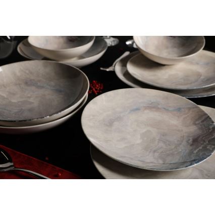 24-piece brown porcelain dinner set