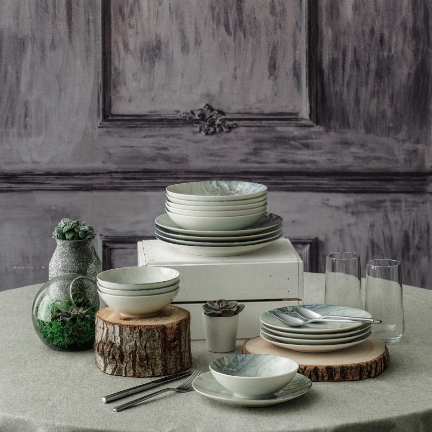 24-piece brown porcelain dinner set