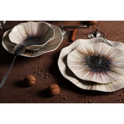 24-piece brown porcelain dinnerware set