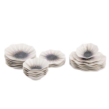 24-piece brown porcelain dinnerware set