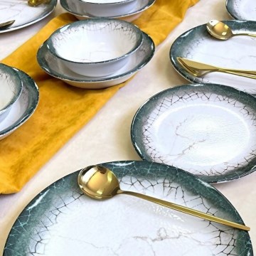 24-piece ceramic dining set, white/anthracite