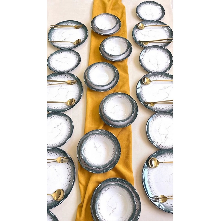 24-piece ceramic dining set, white/anthracite