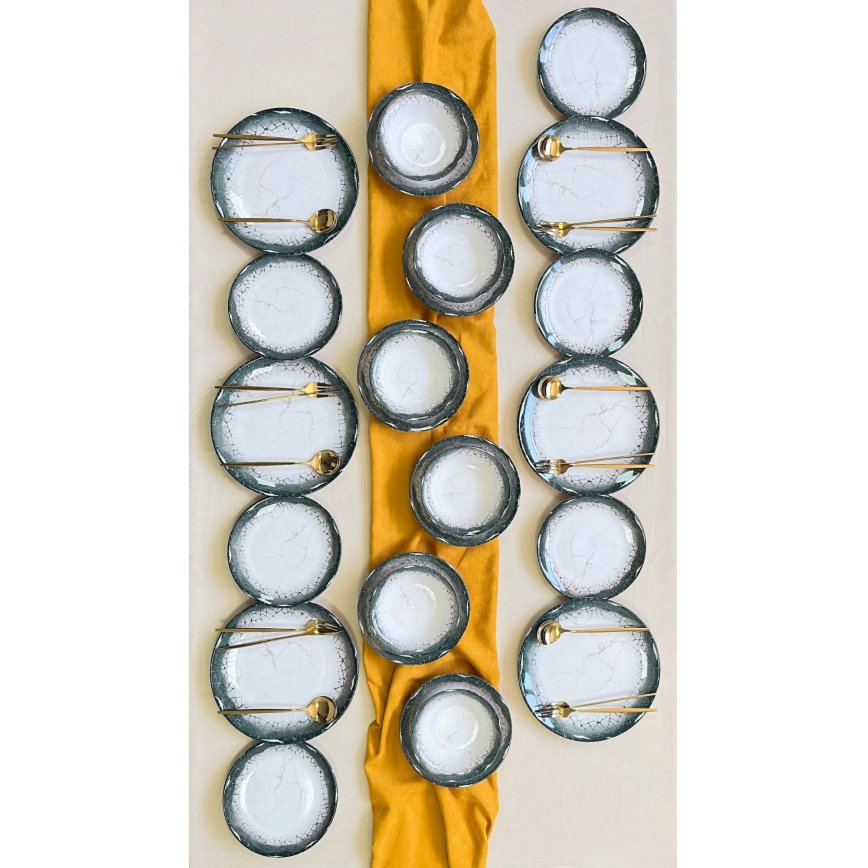 24-piece ceramic dining set, white/anthracite