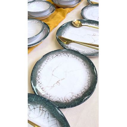 24-piece ceramic dining set, white/anthracite