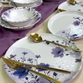24-Piece Ceramic Dinner Set, White/Purple