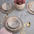24-Piece Ceramic Dinnerware Set - Beige/Gray