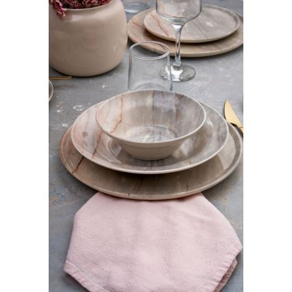24-Piece Ceramic Dinnerware Set - Beige/Gray