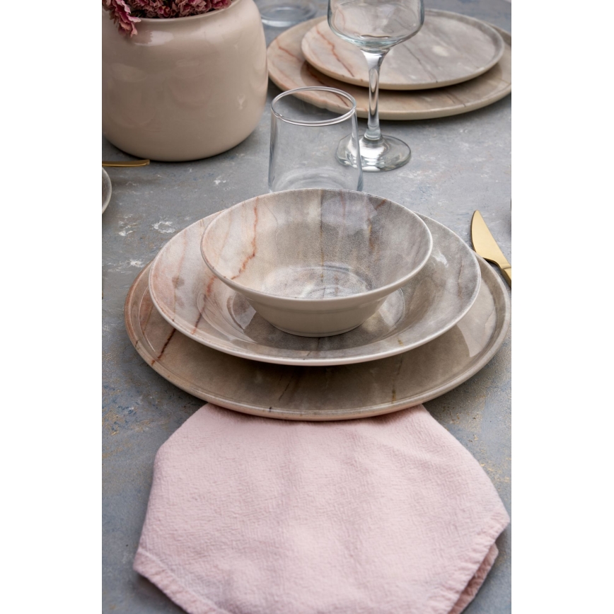 24-Piece Ceramic Dinnerware Set - Beige/Gray