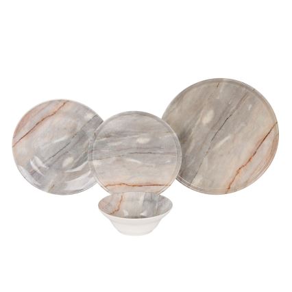 24-Piece Ceramic Dinnerware Set - Beige/Gray