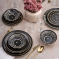 24-piece ceramic dinnerware set, black/brown