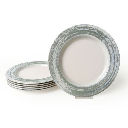 24-piece Ceramic Dinnerware Set – Cream & Green