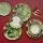 24-piece ceramic dinnerware set, green/white