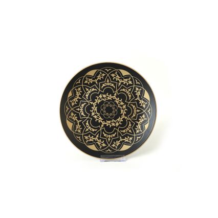 24-piece ceramic dinnerware set in black and gold