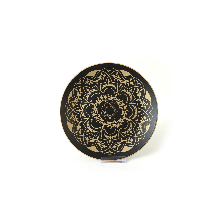 24-piece ceramic dinnerware set in black and gold