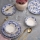 24-piece ceramic dinnerware set, white/blue