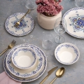24-piece Ceramic Dinnerware Set – White/Blue