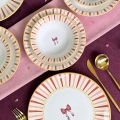 24-piece Ceramic Dinnerware Set — White/Pink/Gold