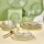 24-piece clear glass dining set with gold accents