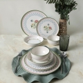 24-piece colorful ceramic dinnerware set