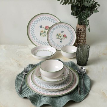 24-piece colorful ceramic dinnerware set