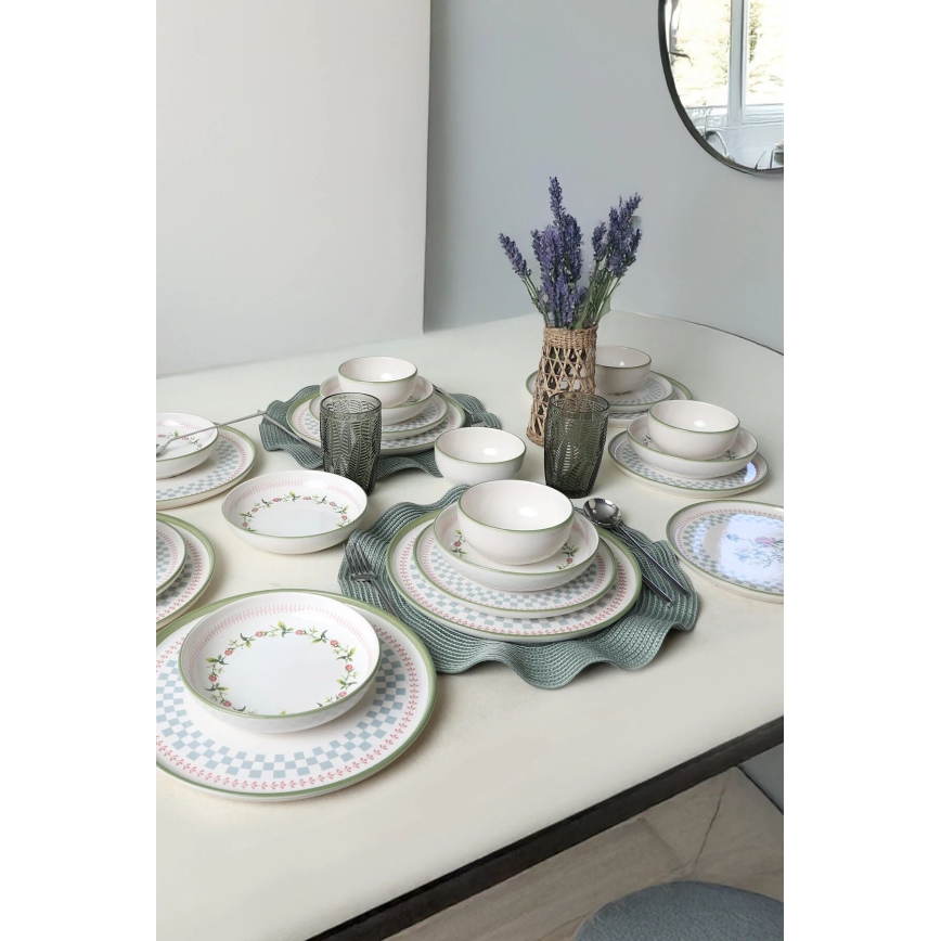 24-piece colorful ceramic dinnerware set