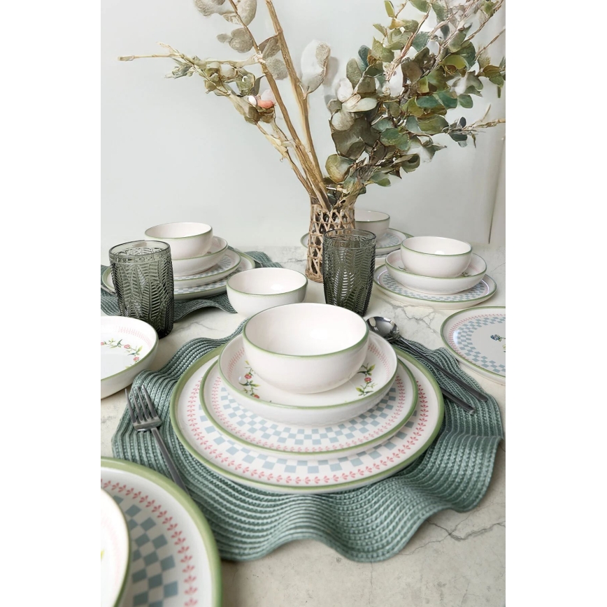24-piece colorful ceramic dinnerware set