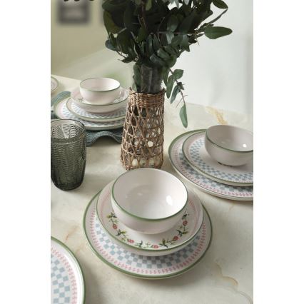 24-piece colorful ceramic dinnerware set