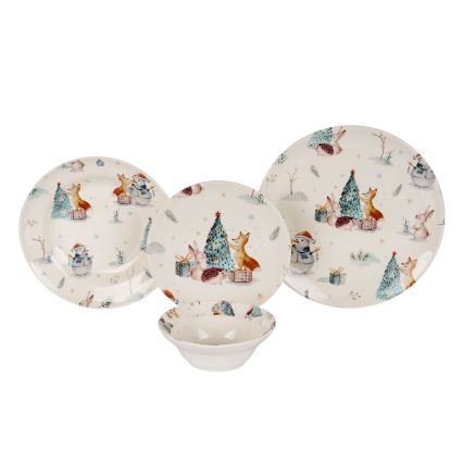 24-piece colorful ceramic dinnerware set