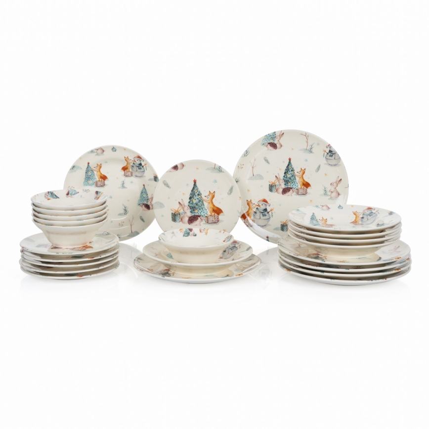 24-piece colorful ceramic dinnerware set