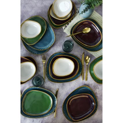 24-piece colorful stoneware dinner set