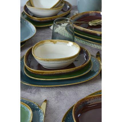 24-piece colorful stoneware dinner set