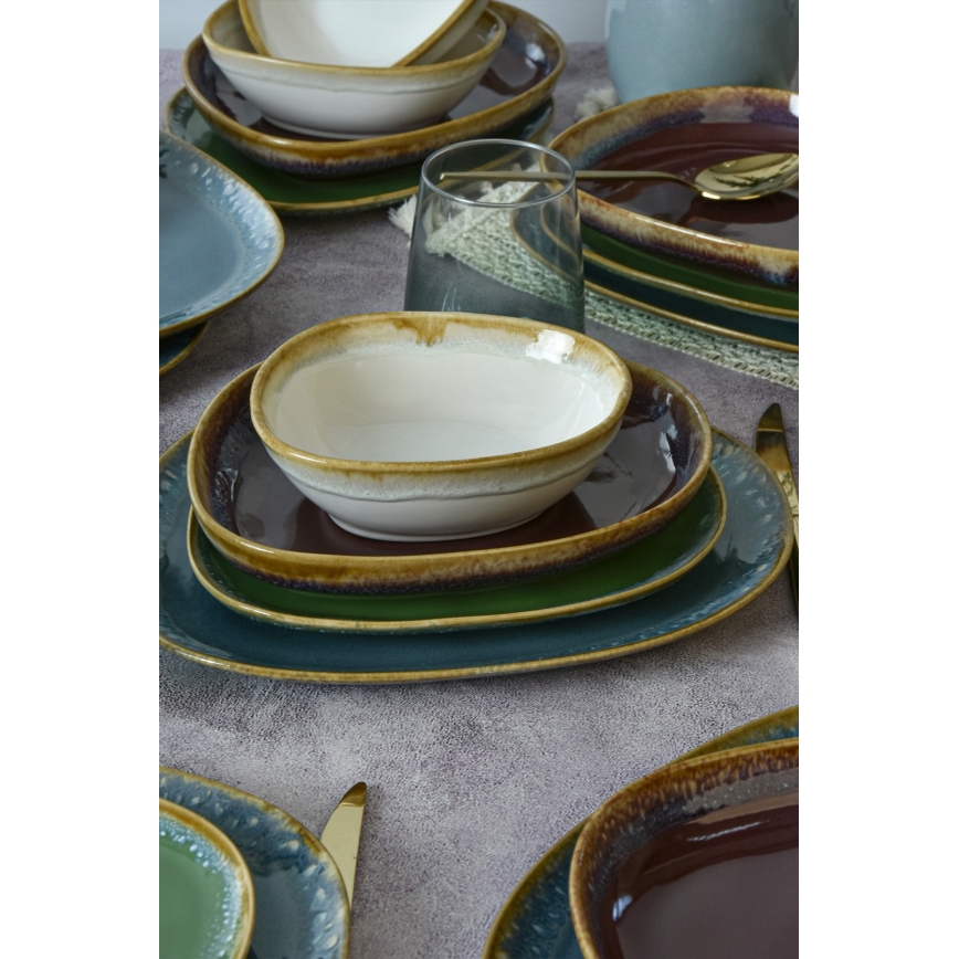 24-piece colorful stoneware dinner set