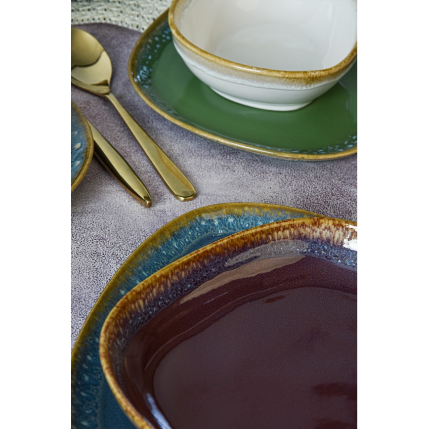 24-piece colorful stoneware dinner set