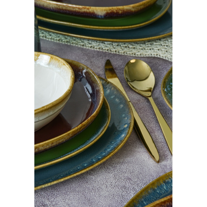 24-piece colorful stoneware dinner set
