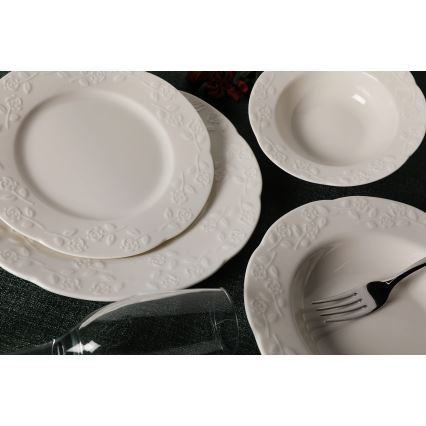 24-piece cream porcelain dinner set