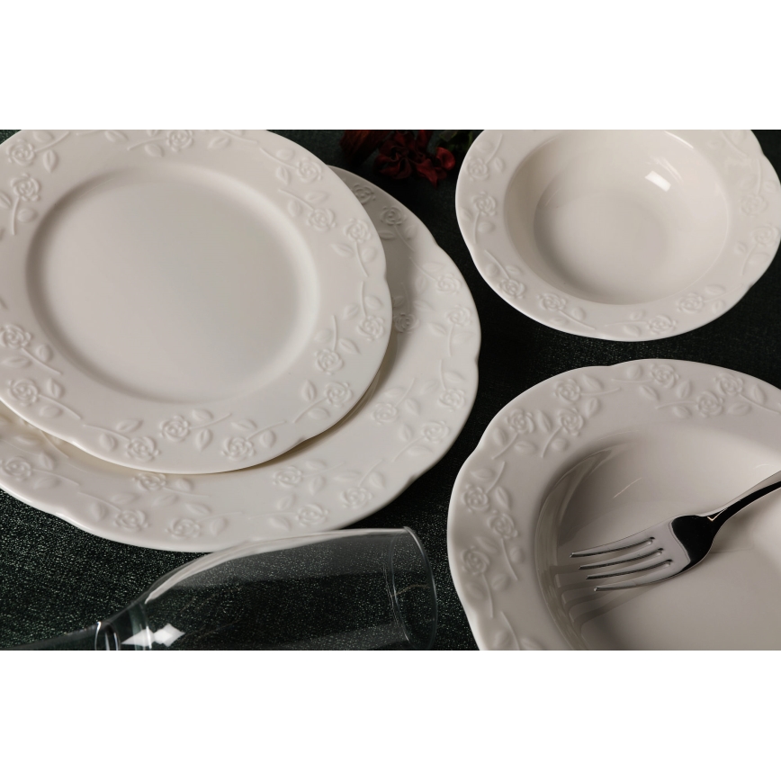 24-piece cream porcelain dinner set