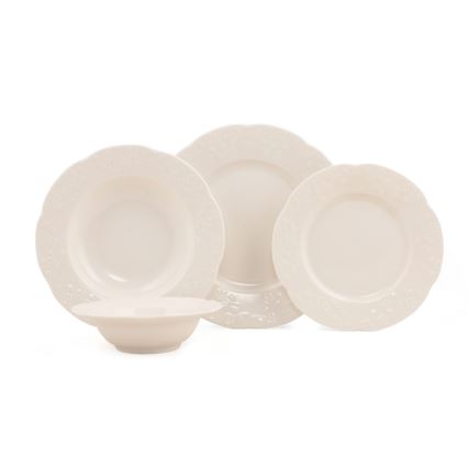 24-piece cream porcelain dinner set
