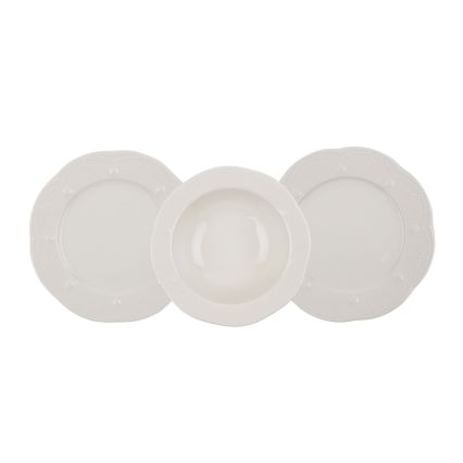 24-piece cream porcelain dinnerware set