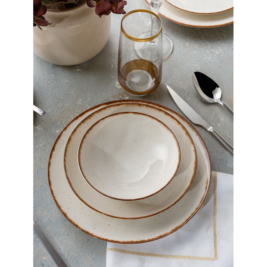 24-piece dining set beige/brown/porcelain