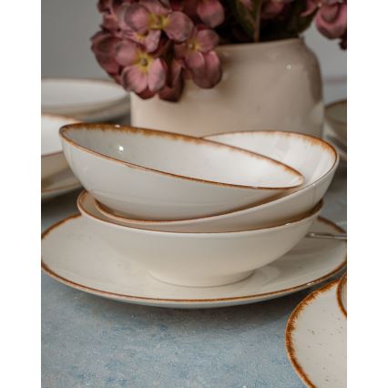 24-piece dining set beige/brown/porcelain