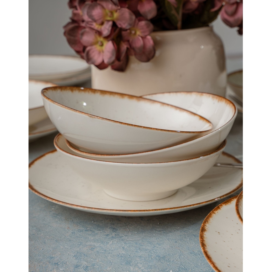 24-piece dining set beige/brown/porcelain
