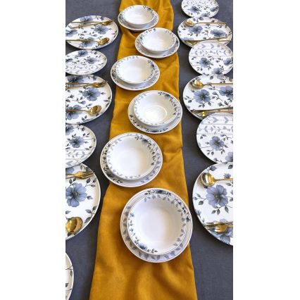 24-piece dining set white/blue/ceramic