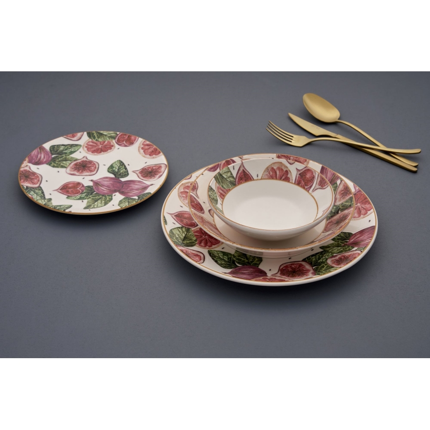 24-piece dinner set red/white/green/ceramic